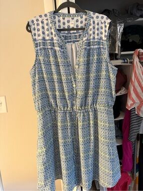 GAP Sleeveless Blue and Green Printed Dress